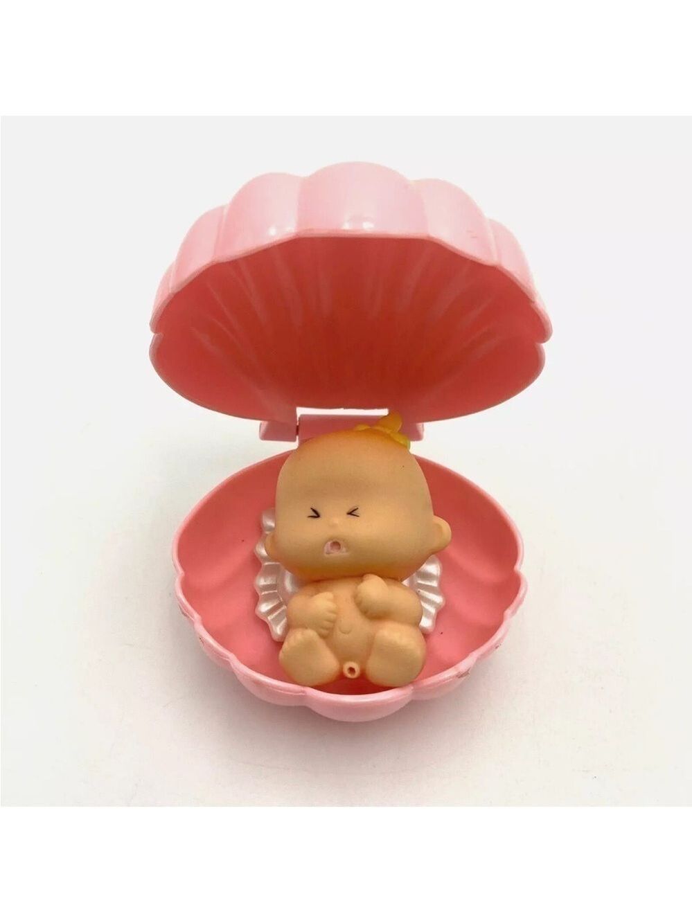 Vintage 1991 Tomy Tinkle Tots Rubber Doll & Hide Away Pink Shell